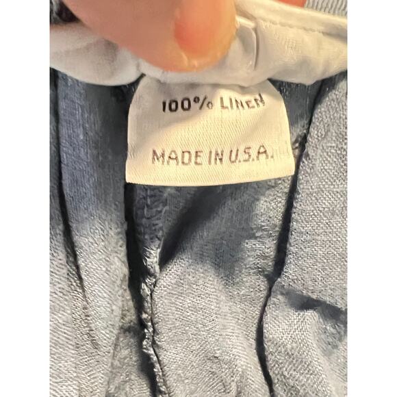 Bryn Walker Chambray Blue Linen Elastic Waist Wide Leg Crop Ankle Pant Pull On L - Picture 5 of 7